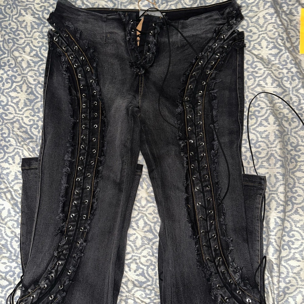 MATTE EGO Black Denim Low Risers